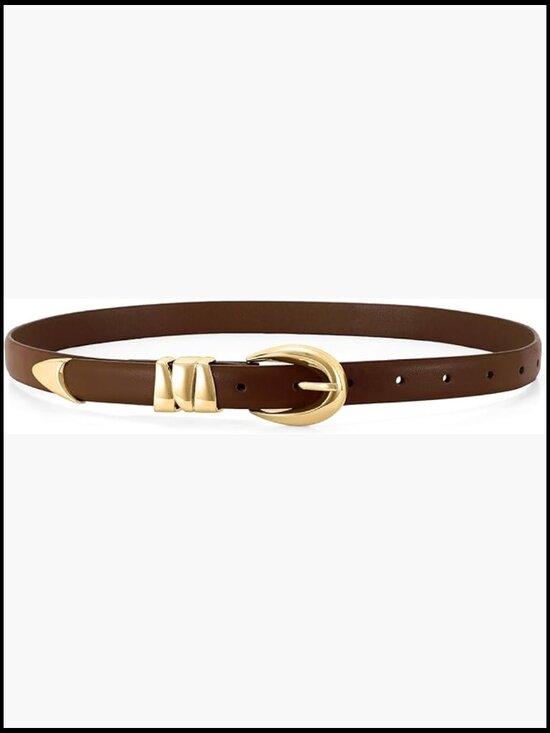 PU Leather Skinny Belt with Gold Buckle for Jeans Dresses main image 7